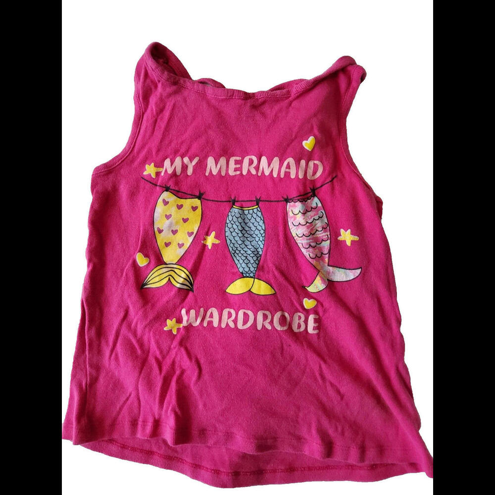 Pink Velvet Girls Mermaid Tank Clothes Line Fish Tail Wardrobe Size 10